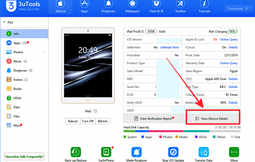 please connect the idevice 3utools